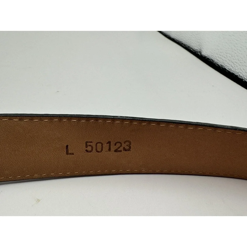 Brighton‎ Sz L Black Leather Crocodile Print Fashion Belt Brass Buckle 50123